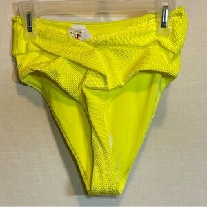 AA-360 Aerie NWT High‎ Cut Cheeky Yellow Summer Swim Bikini Bottoms Size XS